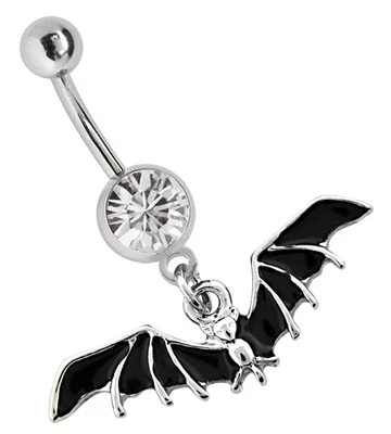 Piercing Ombelico Gioiello Banana con Zirconia Sfera E Nero Pipistrello - Immagine 1 di 2