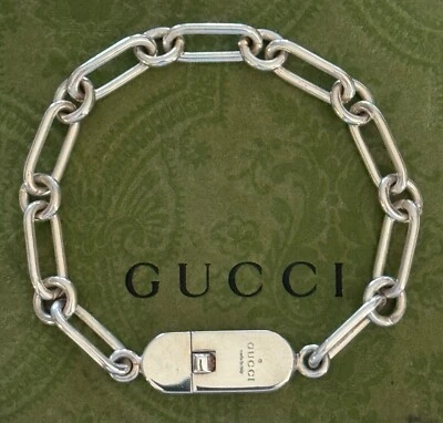 Gucci Bracelet Oval Link   Sterling Silver 925 Made in Italy - Image 1 of 3