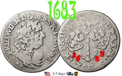 GERMAN Prussia 6 Groschen 1683, Friedrich Wilhelm Silver Coin #19208 - Image 1 of 3
