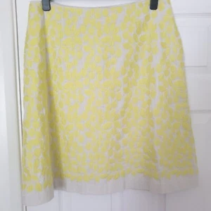 Boden Embroidered A-Line Cotton Skirt Size UK 16L Ivory & Yellow with Pockets - Picture 1 of 12