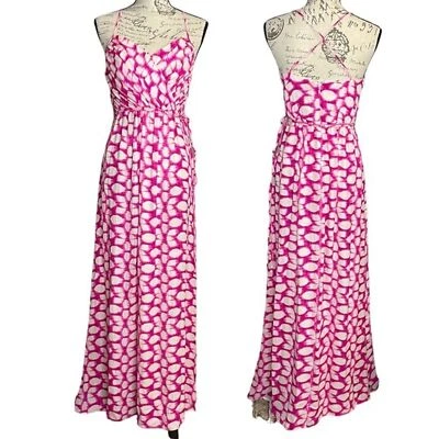 Shoshanna шелк платье макси платье розовый белый акварель горошек размер 4 - Изображение 1 из 4