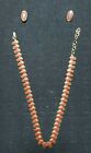 Burgundy Red Stone - Gold Tone Necklace and Earrings Set 18"