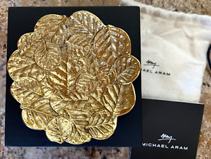 New in box MICHAEL ARAM Botanical Leaf Gold Catch All Bowl