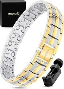 MagnetRX® Ultra Strength Magnetic Therapy Bracelet for Men (Silver & Gold) - Picture 1 of 9