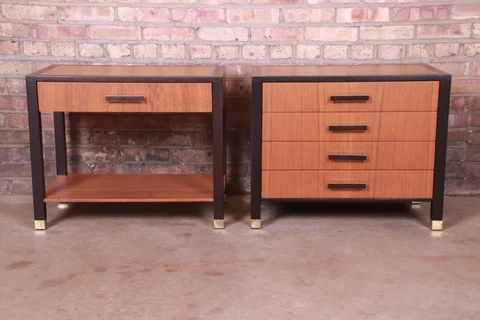 Harvey Probber Teak and Mahogany Nightstands, Newly Refinished Cover