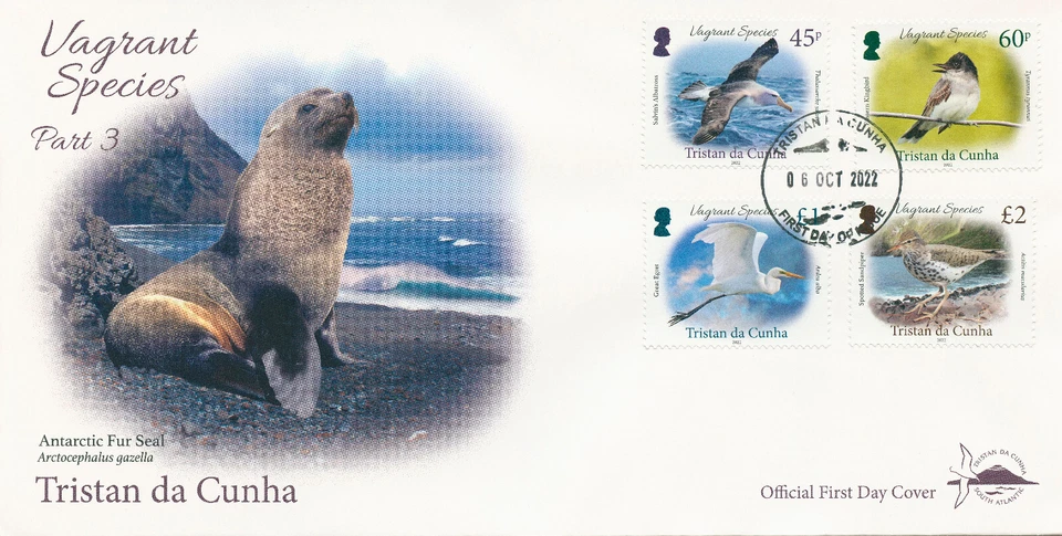 Tristan da Cunha 2022 FDC Birds on Stamps Vagrant Species Pt 3 Albatross 4v Set - Image 1 of 1