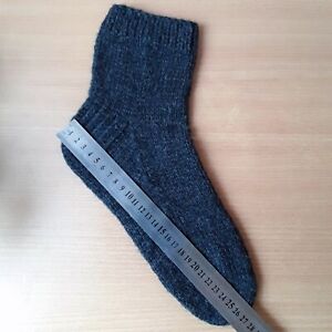 Black Wool Socks Soft Warm  Hand Knitted EU 41, US 8.5 , UK 7, 27 cm