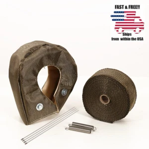 T4 Titanium Turbo Heat Shield Blanket Cover & 2" 50FT Exhaust Header Wraps Tapes - Picture 1 of 6