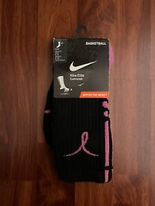 Nike Elite Socks Breast Cancer Awareness Black & Pink Size Men 6-8 Dri Fit 2013