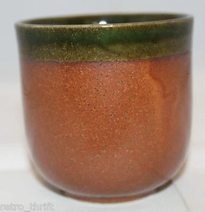 Japanese Yunomi Two Tone Brown dark Brown Simple Tea Cup No Marking 7cm 2 3/4" - Imagen 1 de 9