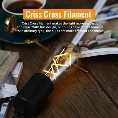 Dimmable LED Vintage Edison Bulbs ST64 2700K Soft White Fishbone Filament Ant... - Image 1 of 4