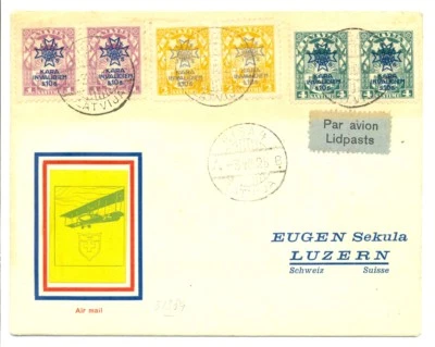 LATVIA LATVIJA 1928 SPEC FLIGHT COVER TO SWITZERLAND - F/VF  - Image 1 of 2