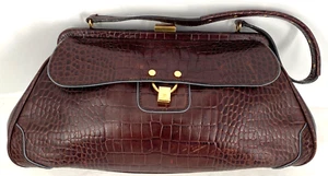 Tommy Hilfiger Exotic Road Satchel Croc Embossed Leather Doctor Boston Handbag - Picture 1 of 18