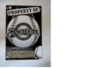 NEVER HUNG NOS MINT 1999 "PROPERTY OF" MILWAUKEE BREWERS BASEBALL SIGN - Picture 1 of 1