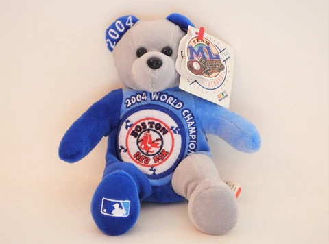 Boston Red Sox 2004 World Series Champions 8" Blue & Gray Beanbag Bear - NWT Cover