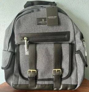 London Fog Collection Canvas Backpack Gray Canvas Unisex Adult NWT $108 - Picture 1 of 6