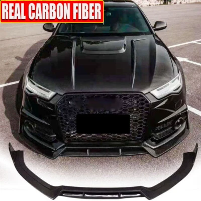 正品 CARBON 前保险杠唇锅 适用于奥迪 A6 C7 S-LINE S6 Sedan 2016-2019  — 第 1/4 张图片