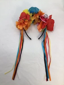 Claires Tag der Toten Regenbogen Blume Stirnband mit Glitzer Totenköpfen Halloween - Bild 1 von 4