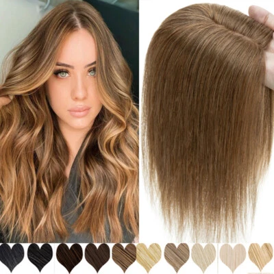 Clip in Hairpiece Wiglet Russian Remy Topper 100% Human Hair Top Toupee Piece 14 - Image 1 of 4