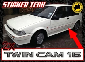 2x TWIN CAM 16 STICKER DECAL TO SUITS SERIES 3 TOYOTA COROLLA AE82 4AGE - Picture 1 of 2