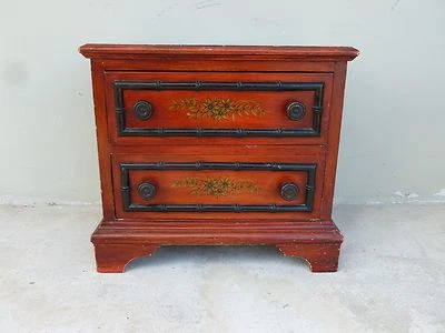 ПРИЧУДЛИВЫЙ СЕРЕДИНЫ 20-ГО C КОНТИНЕНТАЛЬНЫЙ КРАСНЫЙ CHINOISERIE МИНИАТЮРА ДВА РИСУНКА ГРУДИ - Изображение 1 из 4