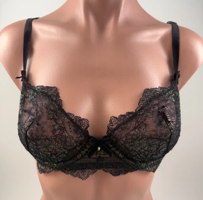 Dita Von Teese Women Metallic Lace Underwire T-Shirt Bra Black  Size 34C NWT - Image 1 of 4