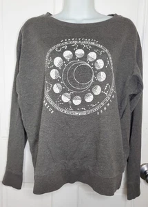 H&M DIVIDED SWEATSHIRT ASTROLOGY ZODIAC GRAY CREW NECK LONG SLEEVE SZ M - Picture 1 of 6