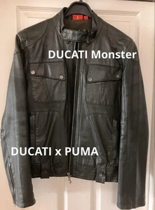 DUCATI PUMA Leather Rider's Jacket Black S Size - Picture 1 of 8