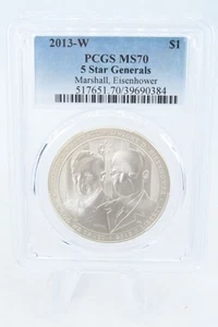 2013-W PCGS MS70 5 Star Generals Silver Modern Commemorative Dollar - Picture 1 of 2
