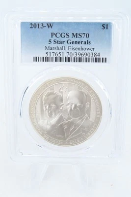 2013-W PCGS MS70 5 Star Generals Silver Modern Commemorative Dollar - Image 1 of 2