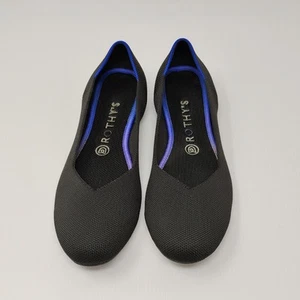 Rothy's The Flat Round Toe Black Slip On Ballet Flats Size 9 Stretchy Knit Shoes - Picture 1 of 13