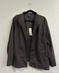 EILEEN FISHER 3X New With Tag $178 Brown Washed Stretch Cotton Blazer Jacket - Bild 1 von 8
