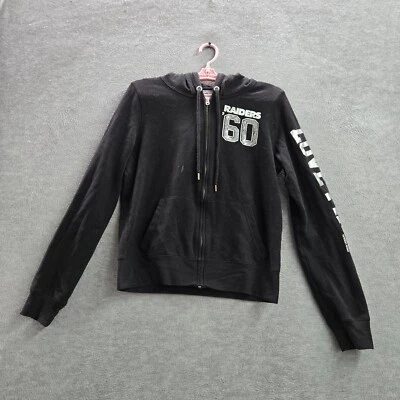Sudadera con Capucha Oakland Raiders Mujer L Negra Victorias Secret Rosa Lentejuelas Bling LEER Foto 1 de 4