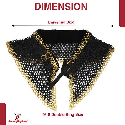 Coleira de corrente de aço inoxidável Aventail 9 mm armadura medieval rebitada LARP SCA - Imagem 1 de 4