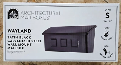 Architectural Mailboxes Wayland Black Small Steel Wall Mount Mailbox - Image 1 of 3