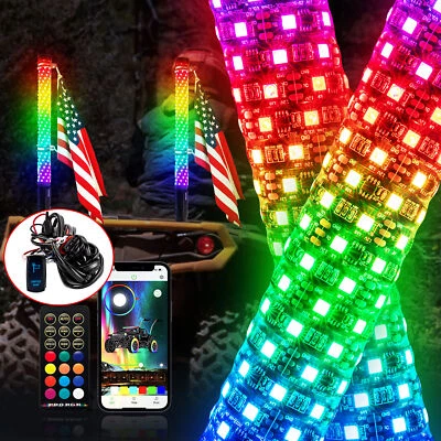 Luz látigo RGB grasa de 3 pies + cable látigo iluminado para Polaris RZR PRO XP/PRO R/Turbo R Foto 1 de 4