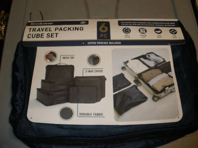 NUEVO Brookstone Paquete de 6 Piezas Cubo Equipaje Set Azul Nylon (SU157) Foto 1 de 4