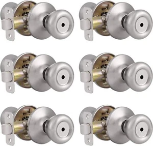 6 Pack Privacy Door Knobs for Bedroom & Bath Interior Door Handles Locks Keyless - Picture 1 of 7