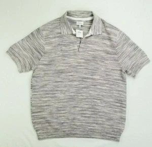 Club Monaco Medium Chandails Purple Violet Men Short Sleeve Striped Polo Sweater - Picture 1 of 7