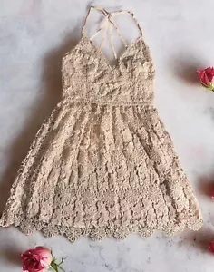 VTG Y2K Hollister pink lace Mini dress Dress 90s size S Small - Picture 1 of 14
