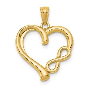 14K Polished Infinity Symbol Heart Pendant K5169 - Picture 1 of 4