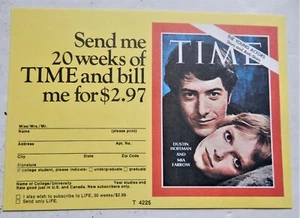 Dustin Hoffman Mia Farrow Time Magazin Werbepostkarte John und Mary 1970 - Bild 1 von 2