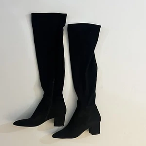 Steve Madden Brinkley Over the Knee Stretch Boot Black Suede Size 8 OTK - Picture 1 of 8