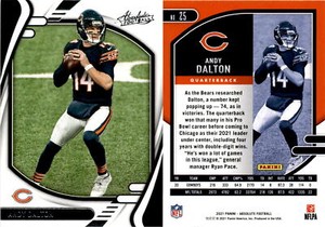 Andy Dalton 2021 Panini Absolute Football Card 25  Chicago Bears