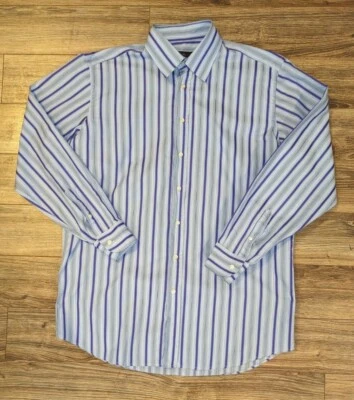 Etro Milano Men's Blue Purple Striped Button Up Made Italy Dress Shirt - 42 EUC - Image 1 of 4