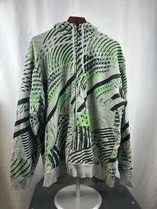 Vintage Oakley Men’s Full Zip Hoodie Gray Green Geometric Pattern Size Large  - Picture 1 of 4
