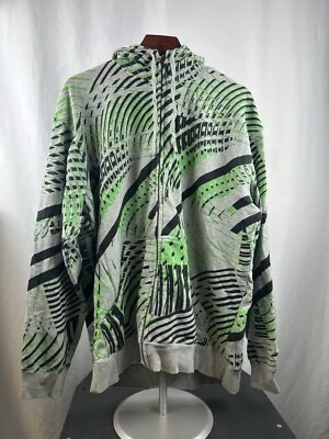 Vintage Oakley Men’s Full Zip Hoodie Gray Green Geometric Pattern Size Large  - Image 1 of 4