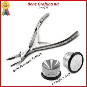 2Pcs Dental Bone Grafting Instruments Implant Amalgam Well Bone Rongeur Plier - Picture 1 of 1