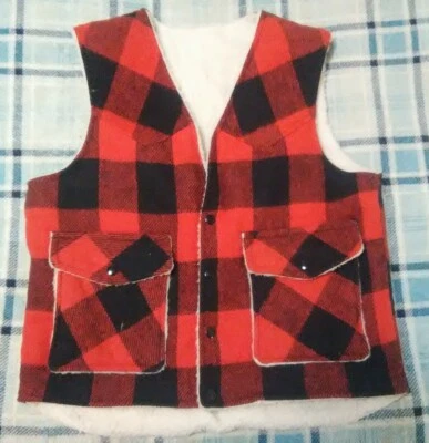 Sly Fox by Shane (L) Buffalo Plaid Fleece Lined Wool Hunting Vest - Image 1 of 4