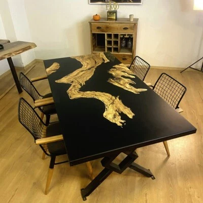 Buy Black Epoxy Dining Table,Epoxy Wooden Coffee Table Top,Epoxy Resin Table Top - Image 1 of 4